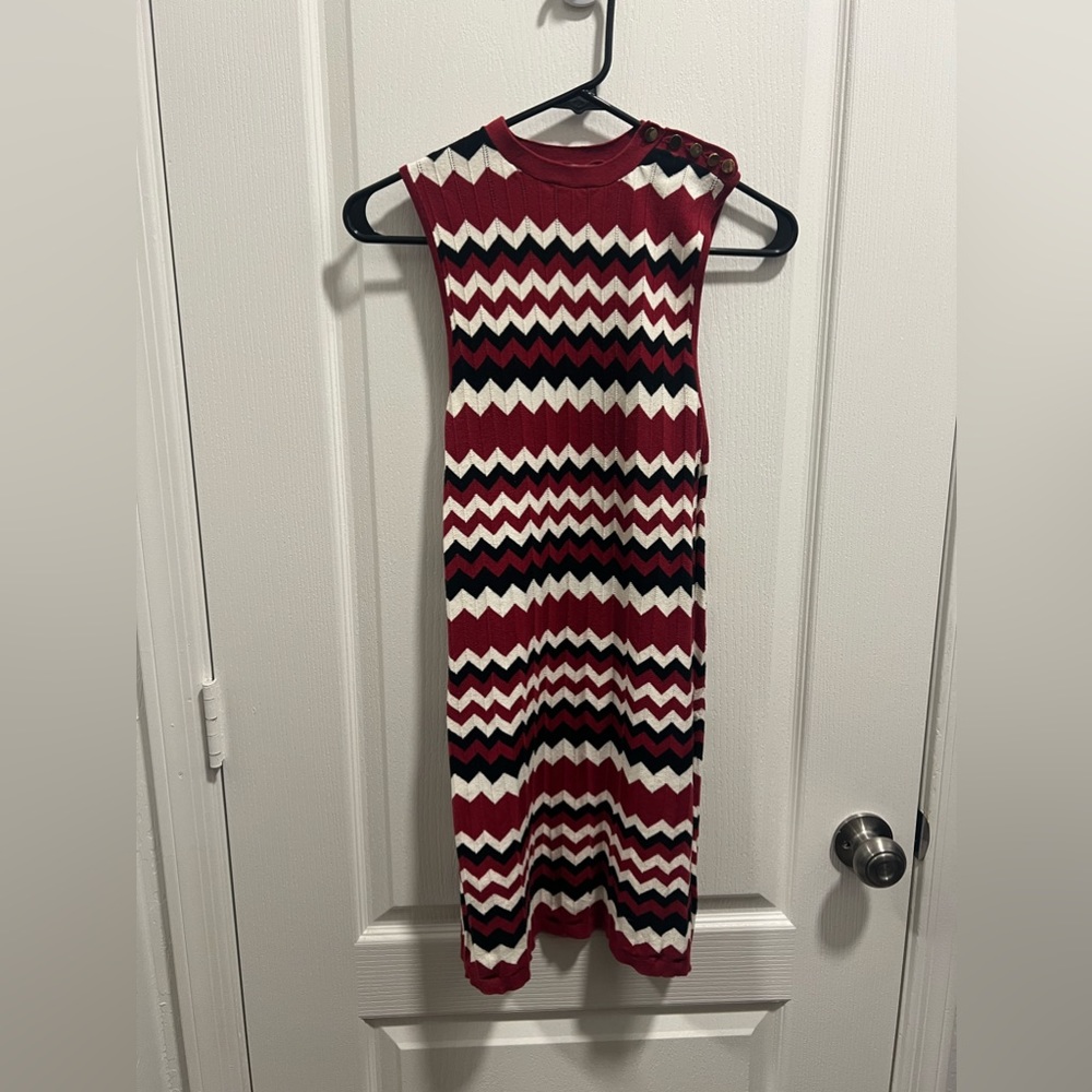 Forever 21 Black and Red Chevron Bodycon Dress
